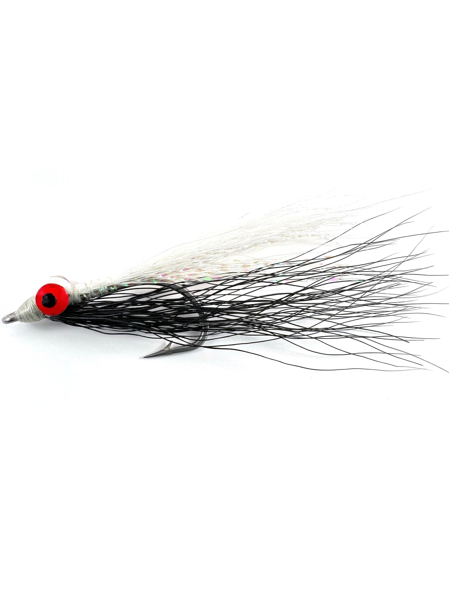 Black White Clouser Minnow Streamer Fly for Fly Fishing – Premium Hand-Tied Lure with Weighted Eyes and Bucktail, Ideal for Bass, Trout, and Saltwater Species.