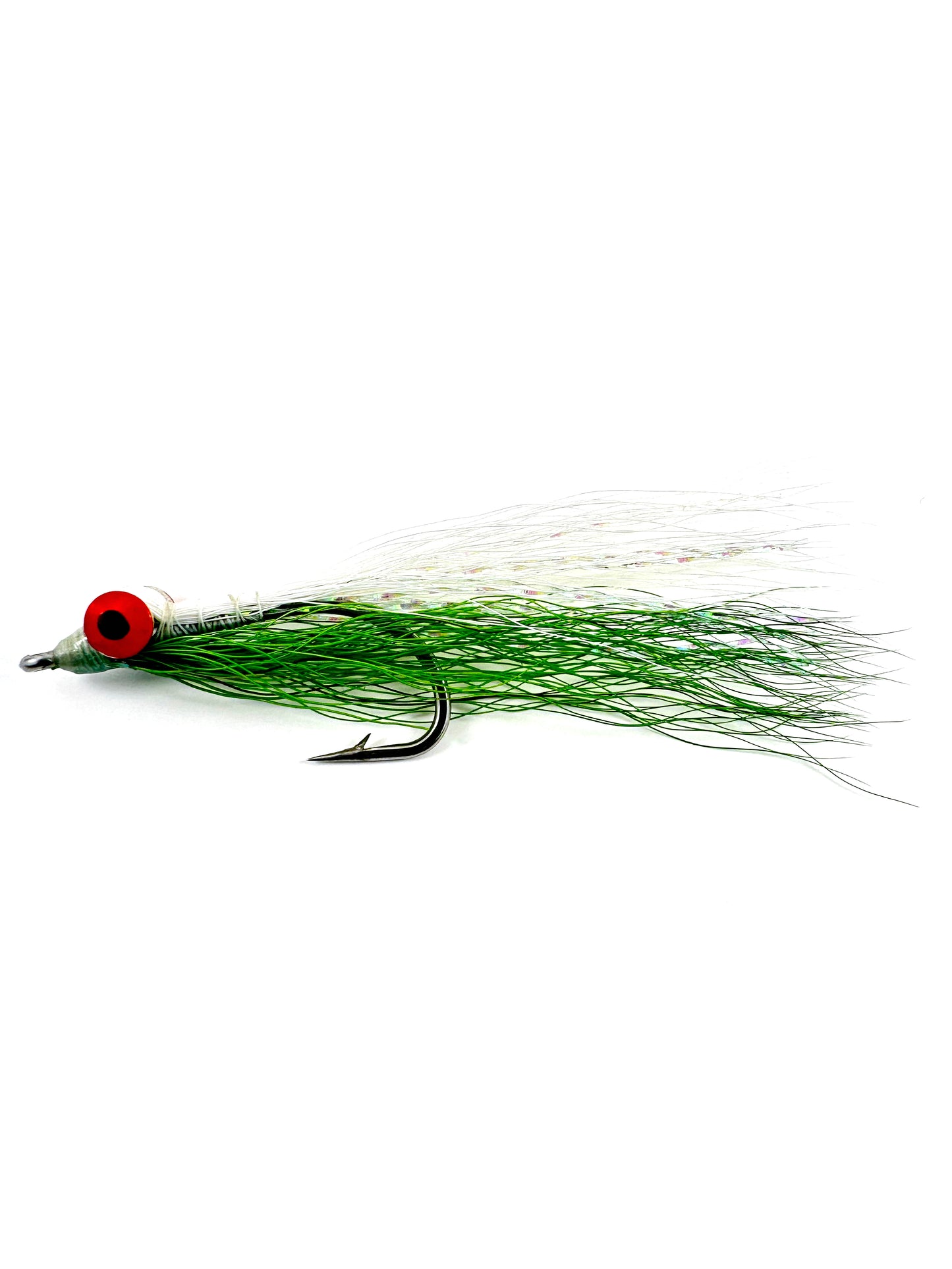 Green White Clouser Emerald Shiner Minnow Streamer Fly for Fly Fishing – Premium Hand-Tied Lure with Weighted Eyes and Bucktail, Ideal for Bass, Trout, and Saltwater Species.