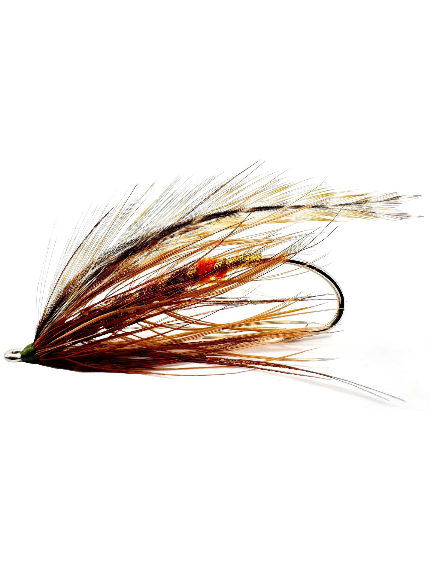 Classic Spey Fly for fly fishing, expertly hand-tied to attract salmon, steelhead, and trout. Features traditional design with flowing hackle and streamlined body for lifelike movement in rivers and streams. Ideal for Spey casting techniques and enticing aggressive strikes.