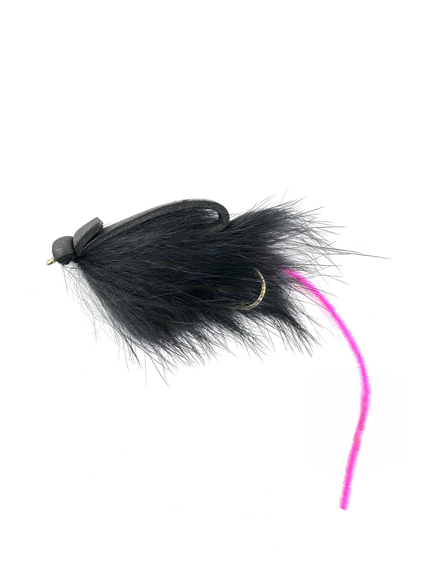 Black Mouse Fly for Fly Fishing Topwater—Highly Effective Topwater Lure for Catching Large Trout, Bass, and Pike in Freshwater Rivers and Lakes.
