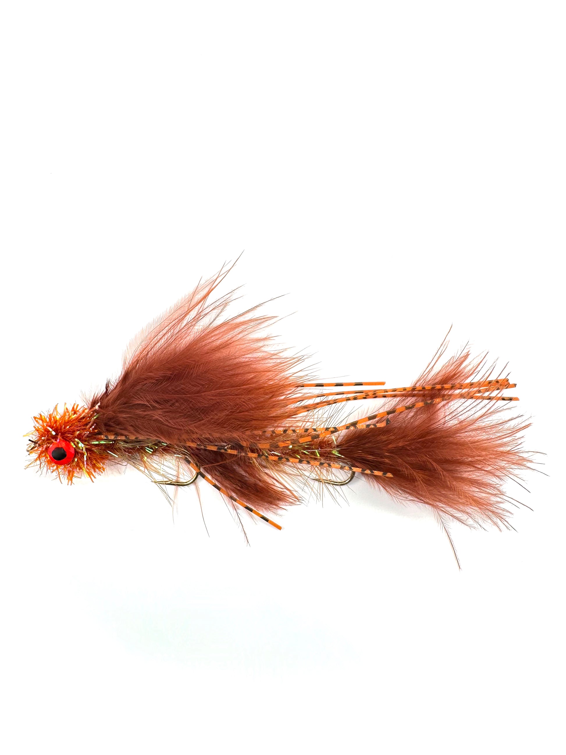 Articulated Circus Peanut Streamer fly fishing lure for targeting large trout, bass, and other predatory fish. Double-jointed design for lifelike movement in the water, making it ideal for aggressive strikes. Hand-tied with durable materials, this streamer is perfect for fishing in rivers and lakes. High-quality articulated Circus Peanut streamer for effective fly fishing presentations.
