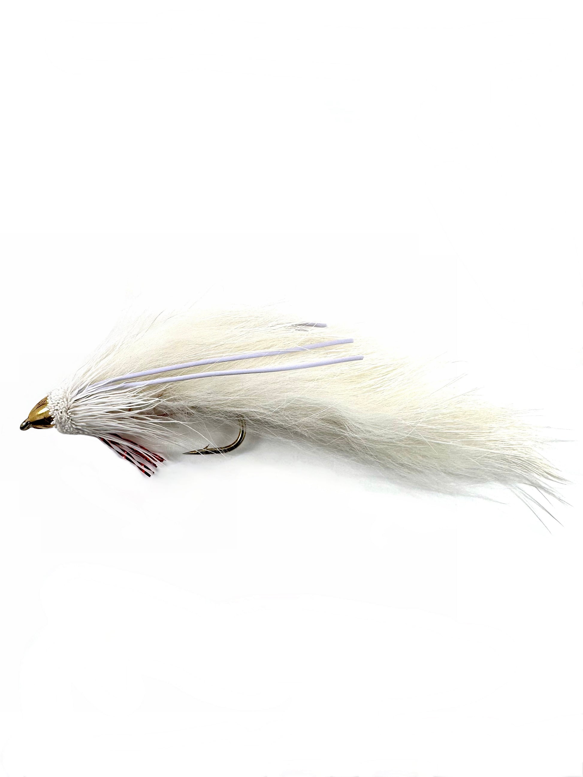 White Conehead Zuddler Streamer Fly for Fly Fishing – Premium Hand-Tied Lure with Rabbit Strip and Conehead for Deep Diving Action, Ideal for Trout, Bass, and Pike Anglers.