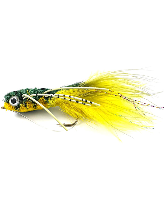 Premium Natural Frog Pattern Deer Hair Popper Fly for Fly Fishing – Hand-Tied Topwater Lure with Natural Deer Hair, Ideal for Bass and Panfish Anglers Seeking Durable and Effective Flies.