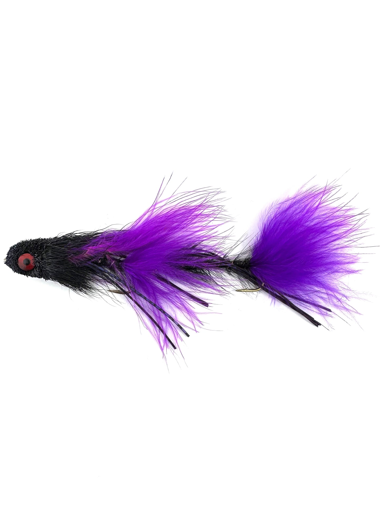 Black and Purple Articulated Sex Dungeon Streamer Fly—a premium fly fishing lure ideal for catching large trout, bass, and pike in freshwater rivers and lakes.