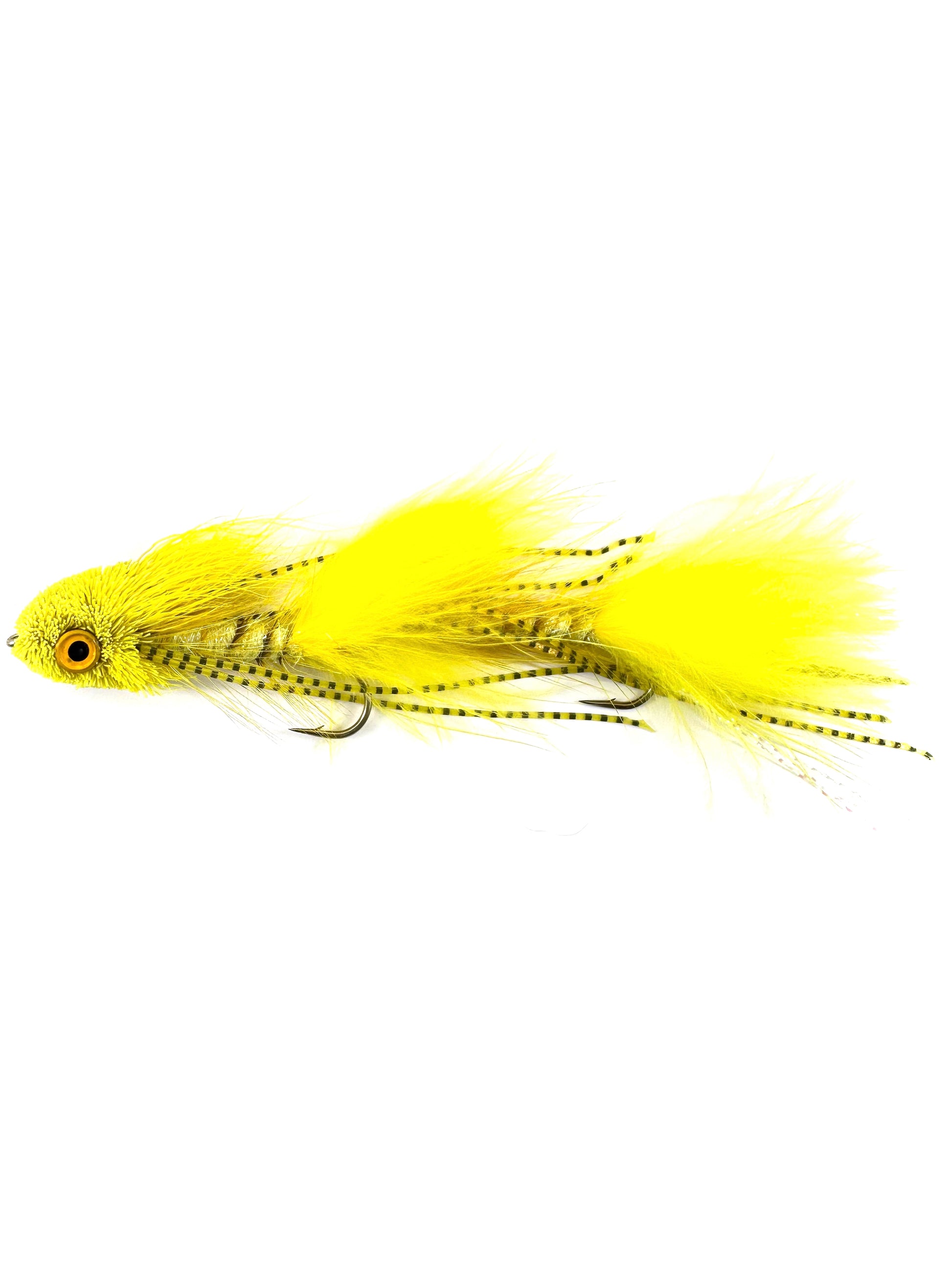 Yellow Articulated Sex Dungeon Streamer Fly—a premium fly fishing lure ideal for catching large trout, bass, and pike in freshwater rivers and lakes.