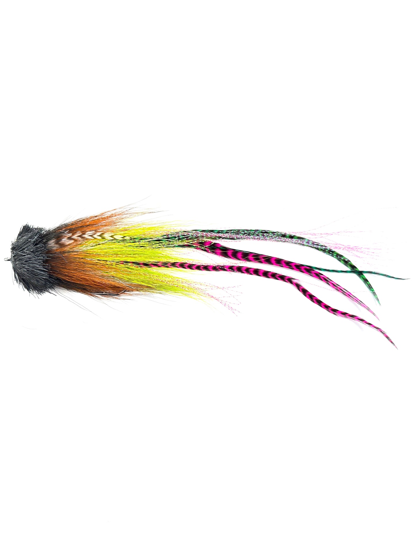 Top-rated Buford musky fly with large profile and deer hair head – a high-performance lure built for musky fishing, designed to provide maximum water resistance, creating lifelike vibrations that attract fish in murky conditions.