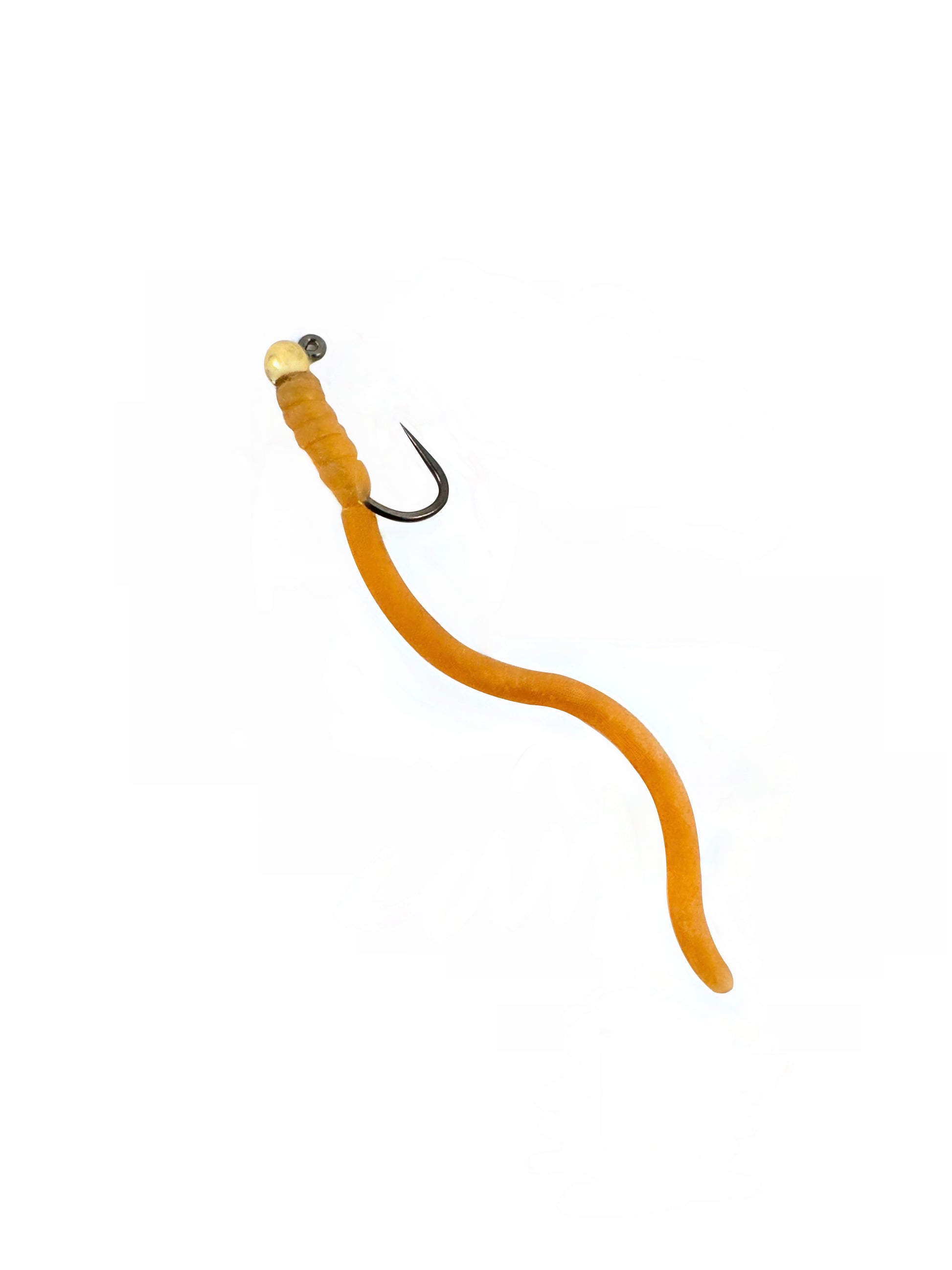 Tan Squirmy Wormy Euro Nymph Fly for Fly Fishing—Realistic worm imitation lure designed to catch trout, salmon, and steelhead in freshwater rivers and streams using Euro Nymphing techniques.